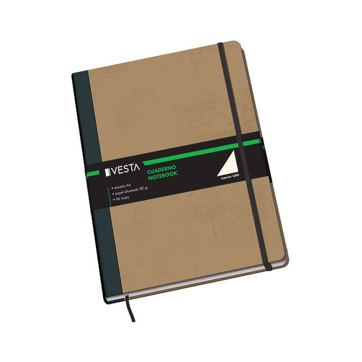 Dohe Cuaderno Cartone con Puntas Redondeadas - 96 Hojas de Papel Ahuesado de 80gr - Tapa en Tres Piezas con Lomera de Tela - Ci