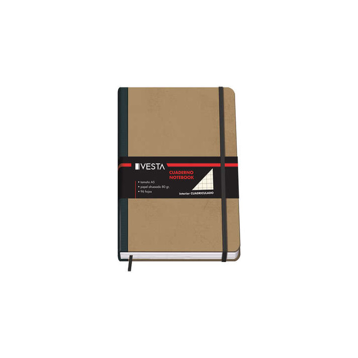 Dohe Cuaderno Cartone con Puntas Redondeadas - 96 Hojas de Papel Ahuesado de 80gr - Tapa en Tres Piezas con Lomera de Tela - Ci