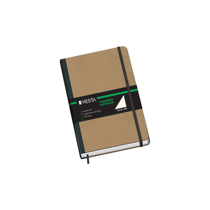 Dohe Cuaderno Cartone con Tapa en Tres Piezas - 96 Hojas de Papel Ahuesado de 80gr - Cierre de Gomas y Cinta de Registro