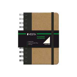 Dohe Cuaderno Cartone con Puntas Redondeadas - Tapa en Tres Piezas - Encuadernacion Doble Espiral Negro - 96 Hojas de Papel Ahu