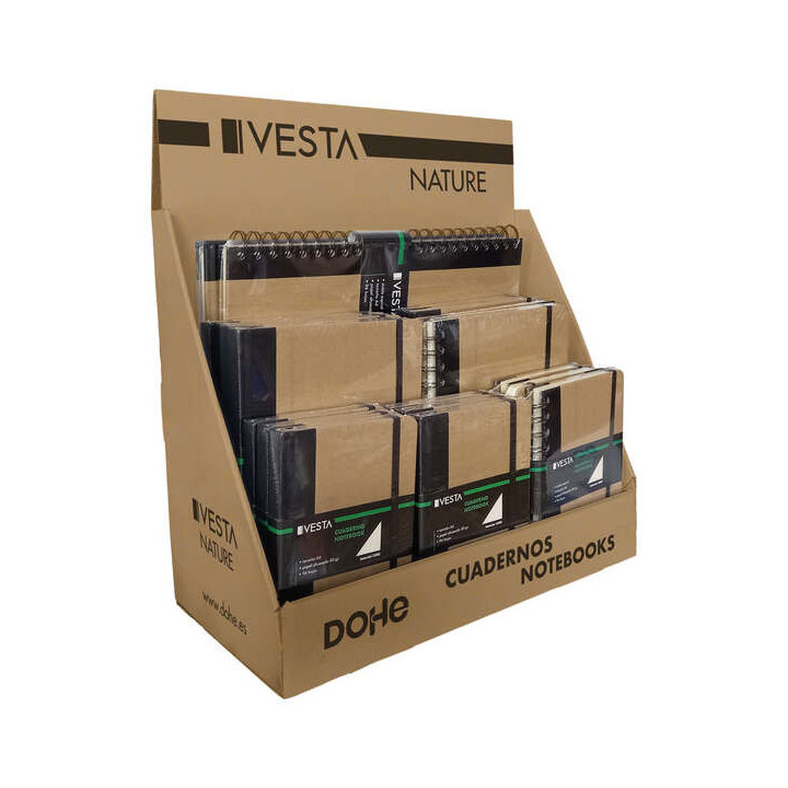 Dohe Expositor de Sobremesa para Cuadernos Vesta Nature - Fabricado en Carton Reforzado Color Kraft - Diseño Resistente y Ecol
