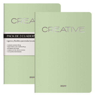 Dohe Creative Cuaderno Notebook A4 40 Hojas Lisas - Papel Ahuesado 90 g/m2 - Tapa en Cartulina 300g/m2 - Color Verde