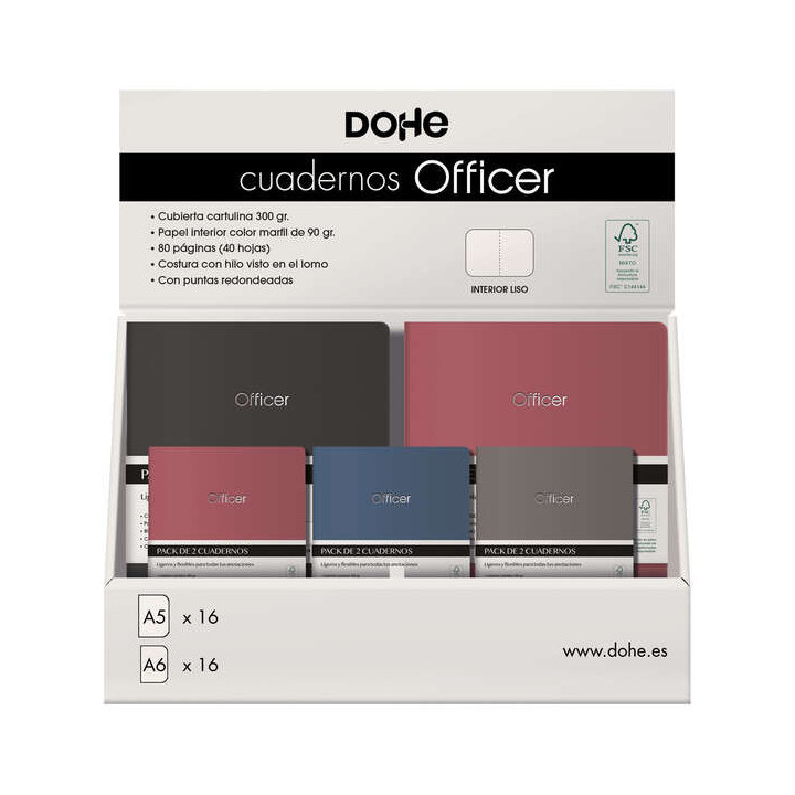 Dohe Expositor de Cuadernos Officer - Tamaño A5 y A6 - Cubierta en Cartulina de 300g - Estampacion en Portada - Interior de 40