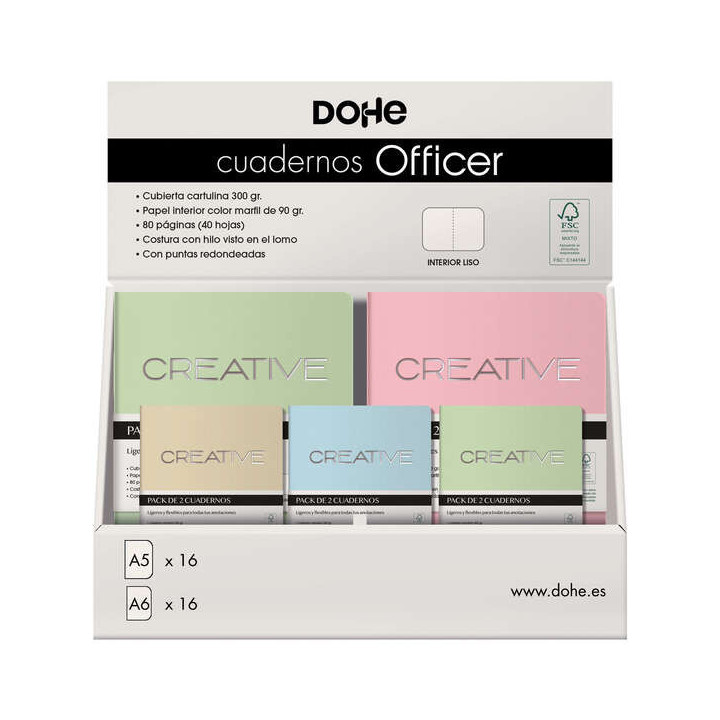 Dohe Expositor de Cuadernos Officer - Tamaño A5 y A6 - Cubierta en Cartulina de 300g - Estampacion en Portada - Puntas Redonde