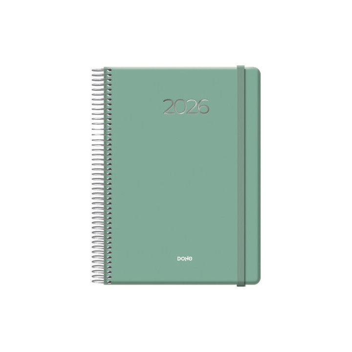 Dohe Denver Agenda Anual - Dia Pagina - Sabado y Domingo misma Pagina - Cierre con Goma Elastica - Tamaño 15x21cm - Color Verd