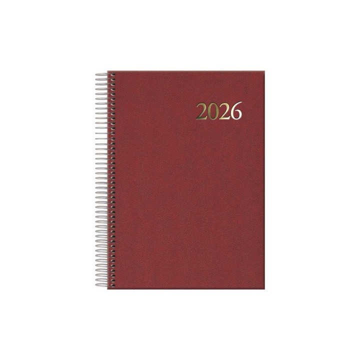 Dohe Segovia Agenda Anual Espiral - Dia Pagina - Sabado y Domingo misma Pagina - Tamaño 14x20cm - Color Burdeos