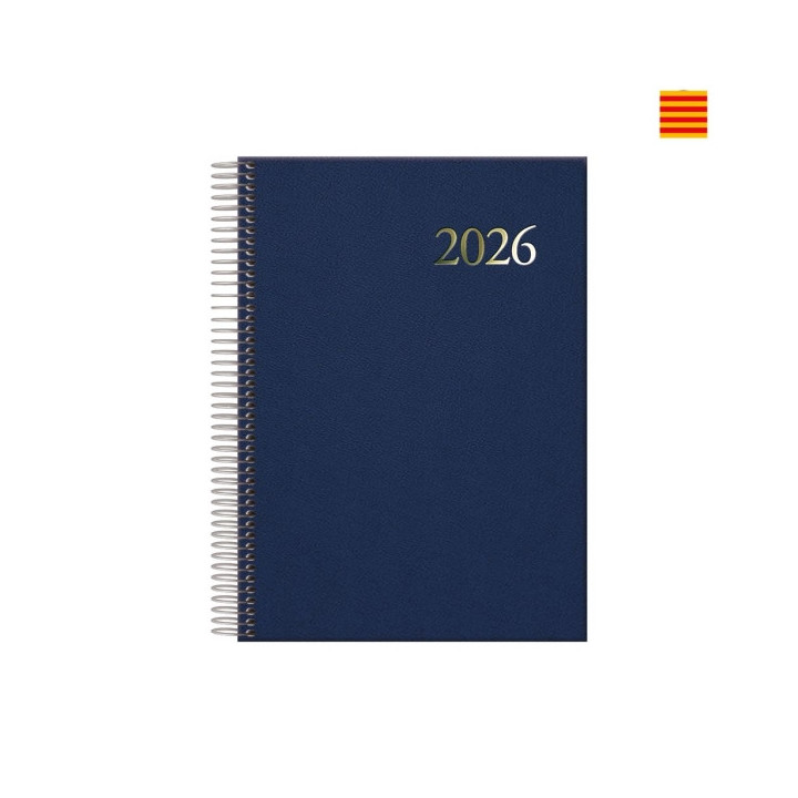 Dohe Segovia Agenda Anual Espiral en Catalan - Dia Pagina - Sabado y Domingo misma Pagina - Tamaño 14x20cm - Color Azul