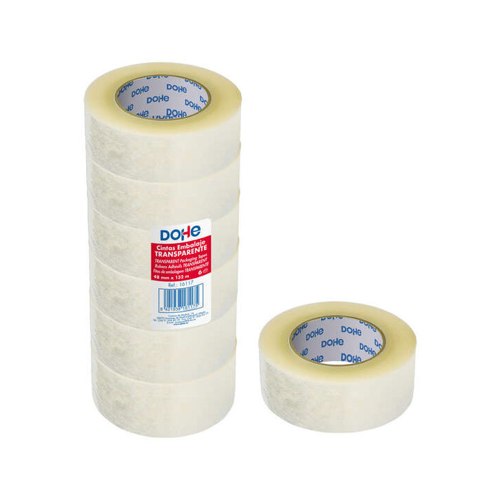 Dohe Precinto de Polipropileno Resistente 48mmx132m - Adhesivo Potente - Transparente