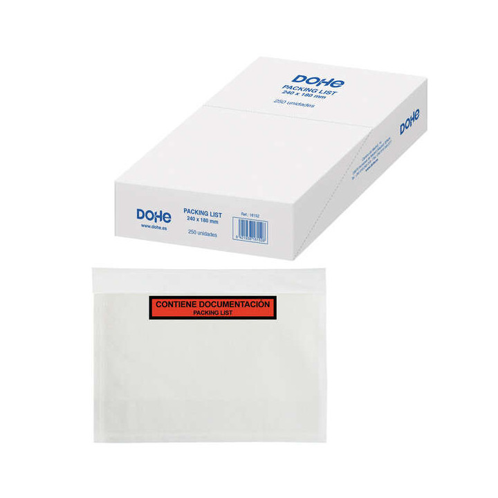 Dohe Caja de 250 Sobres Autoadhesivos para Envio de Documentos - Packing List Especial Envios