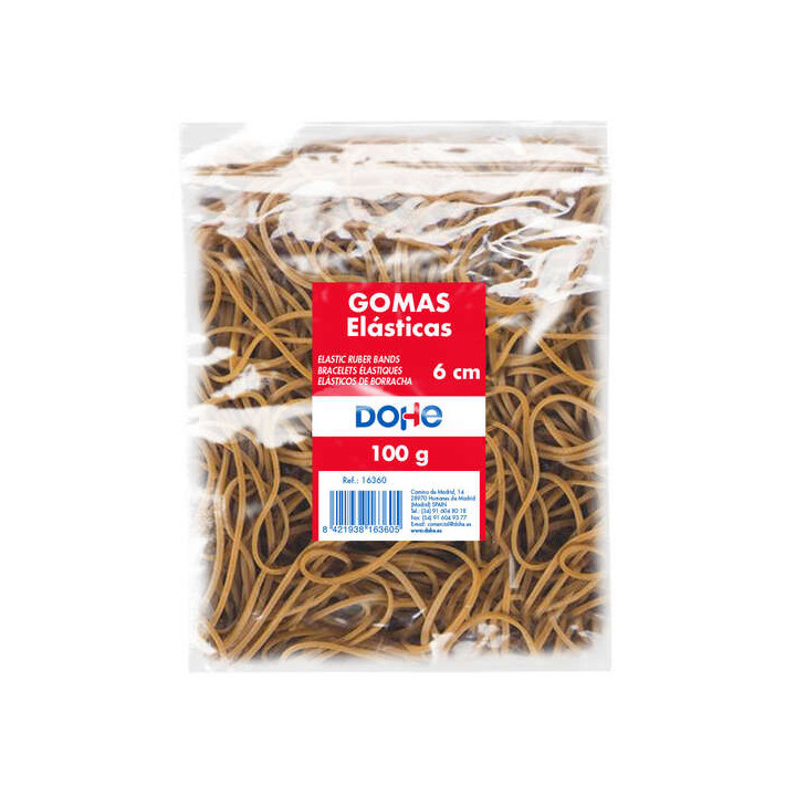 Dohe Gomas Elasticas - Longitud 6cm - Fabricadas en Latex de Gran Resistencia y Elasticidad - Bolsa de 100gr