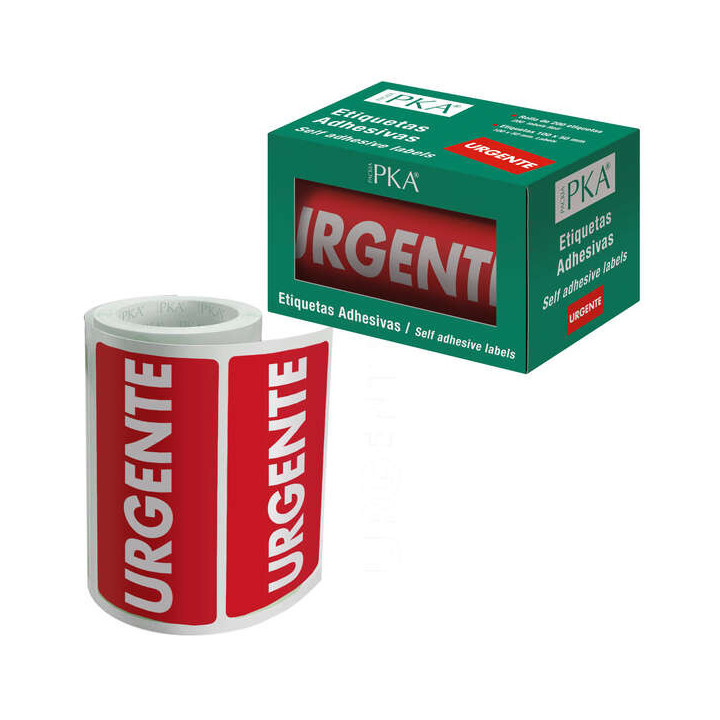 Dohe Rollo de 200 Etiquetas Adhesivas Urgente - 100x50mm - Letras Blancas sobre Fondo Rojo - Ideal para Expedicion de Paquetes