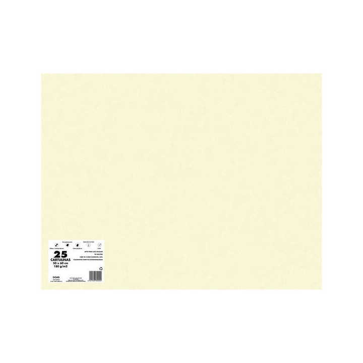 Dohe Pack de 25 Cartulinas de 180 G/M2 - Tamaño 50x65cm - PH Neutro - Libres de Cloro Elemental - Colorantes Biodegradables -