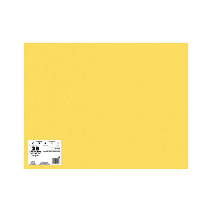Dohe Pack de 25 Cartulinas de 180 G/M2 - Tamaño 50x65cm - PH Neutro - Libres de Cloro Elemental - Colorantes Biodegradables -