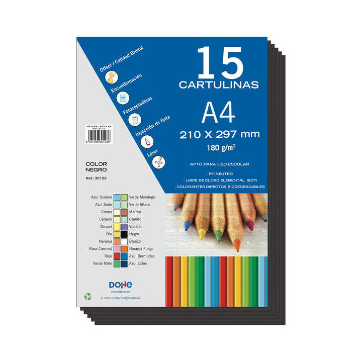 Dohe Cartulinas A4 - 15 Hojas - Ideal para Manualidades y Proyectos Escolares