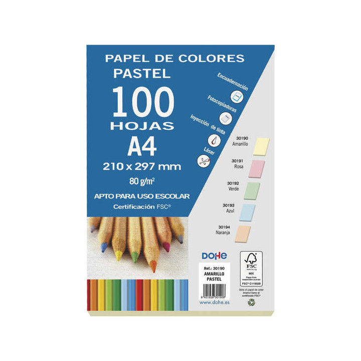 Dohe Papel Multifuncion Color Pastel - 80g - Apto para Fotocopiadoras