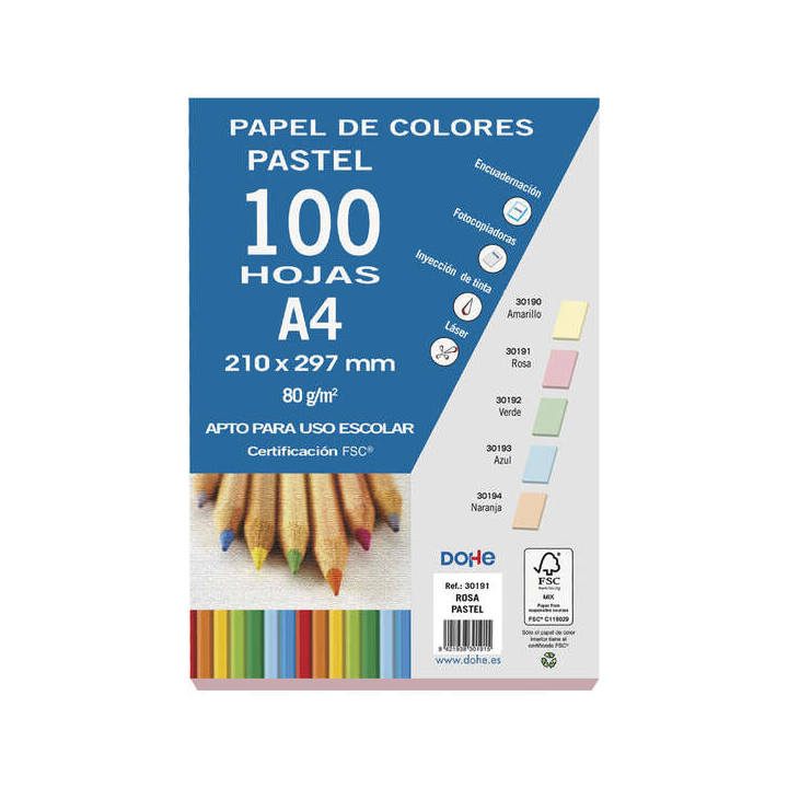 Dohe Papel Multifuncion Color Pastel - 80g - Apto para Fotocopiadoras