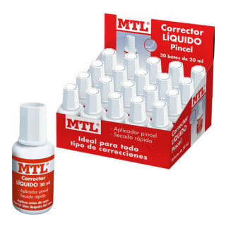 Dohe Expositor de 20 Correctores Liquidos con Aplicador Pincel - 20ml - Rapido Secado - Eficaz Cobertura - Ideal para Oficina y