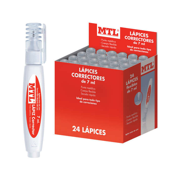 Dohe Expositor de 24 Correctores Liquidos Tipo Lapiz - Punta Metalica para Mayor Precision - Rapido Secado - Eficaz Cobertura -