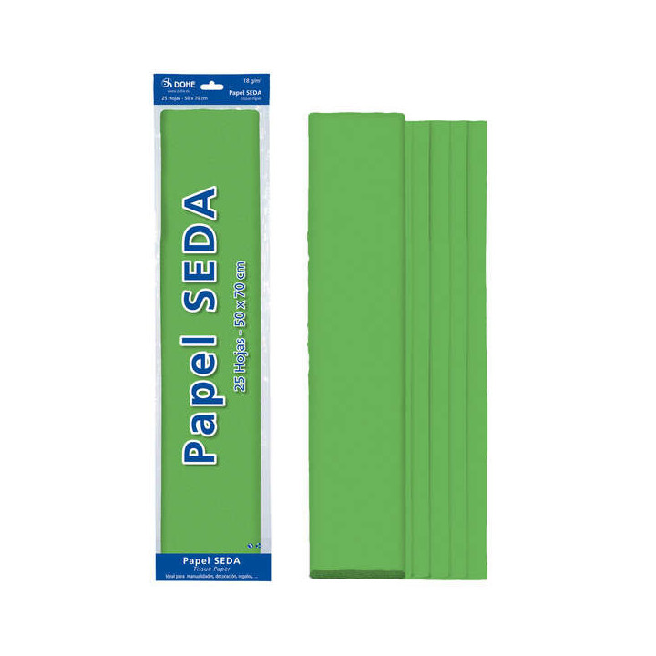 Dohe Papel Seda de 18g - 50x70cm - Ideal para Manualidades y Decoracion - Se Sirve en Bolsas de 25 Hojas
