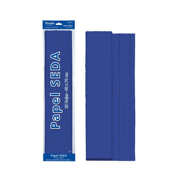 Dohe Papel Seda de 18g - 50x70cm - Ideal para Manualidades y Decoracion - Se Sirve en Bolsas de 25 Hojas
