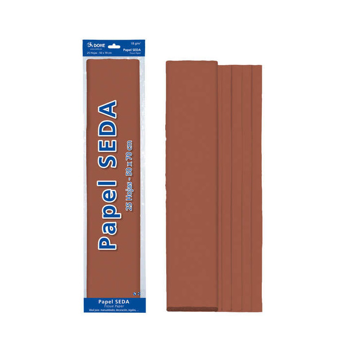 Dohe Papel Seda de 18g - 50x70cm - Ideal para Manualidades y Decoracion - Se Sirve en Bolsas de 25 Hojas