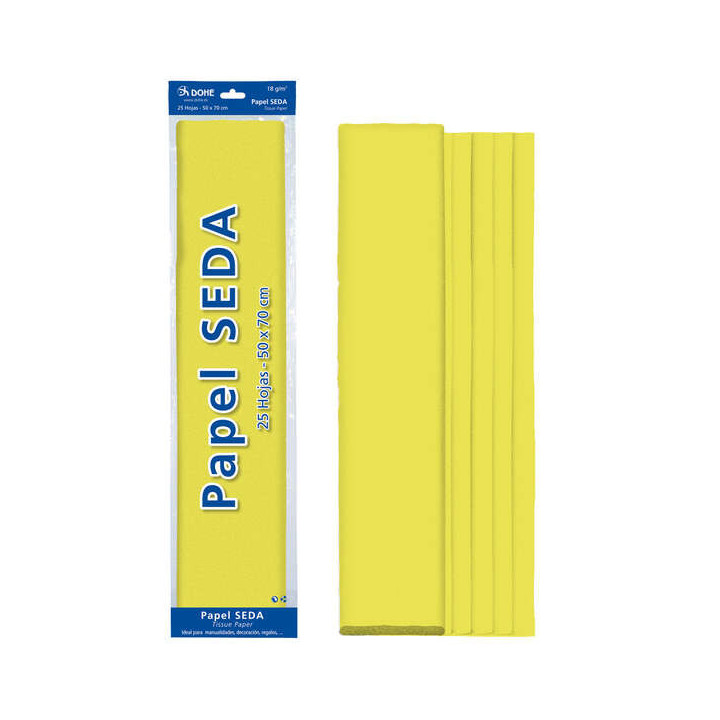 Dohe Papel Seda de 18g - 50x70cm - Ideal para Manualidades y Decoracion - Se Sirve en Bolsas de 25 Hojas