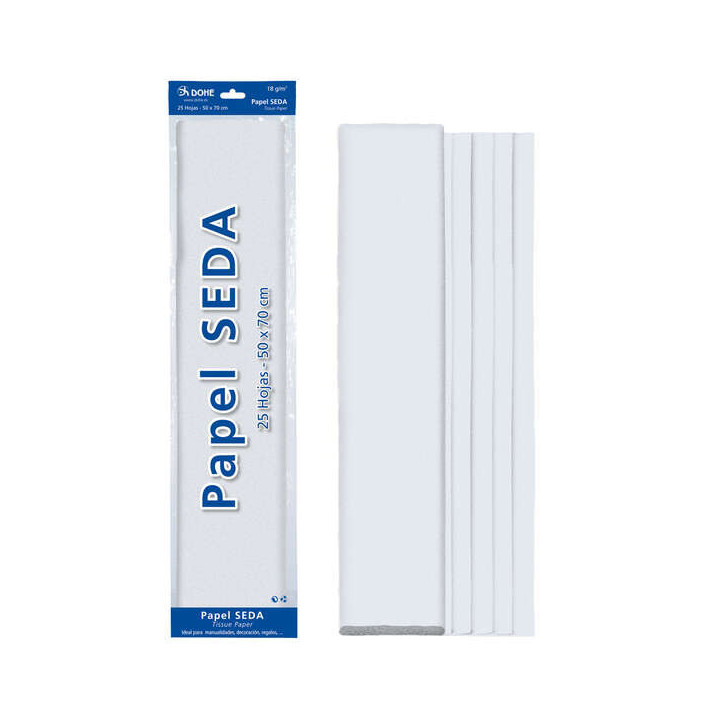 Dohe Papel Seda de 18g - 50x70cm - Ideal para Manualidades y Decoracion - Se Sirve en Bolsas de 25 Hojas