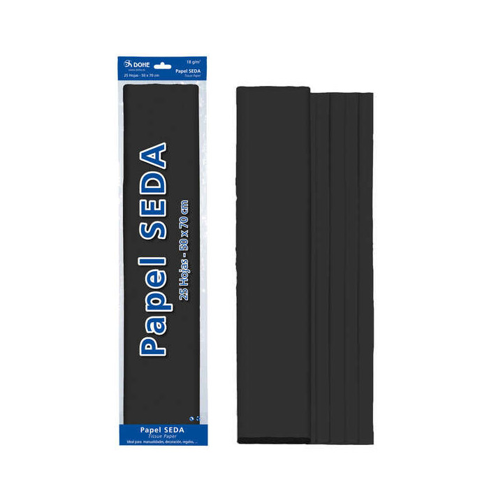 Dohe Papel Seda de 18g - 50x70cm - Ideal para Manualidades y Decoracion - Se Sirve en Bolsas de 25 Hojas