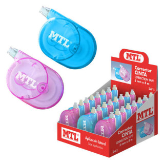 Dohe MTL Expositor de 12 Correctores Cinta Aplicacion Lateral - 5mm de Ancho - Aplicacion Limpia y Precisa - Rapida Cobertura -