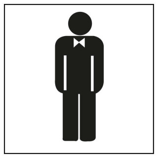 Apli Pegatina en PVC para Señalizacion de Lavabo Caballeros - Medidas 114x114mm - Adhesivo Permanente - Dibujo Negro sobre Fon