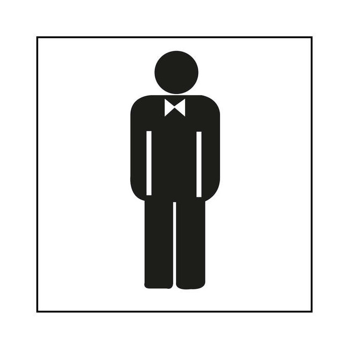 Apli Pegatina en PVC para Señalizacion de Lavabo Caballeros - Medidas 114x114mm - Adhesivo Permanente - Dibujo Negro sobre Fon