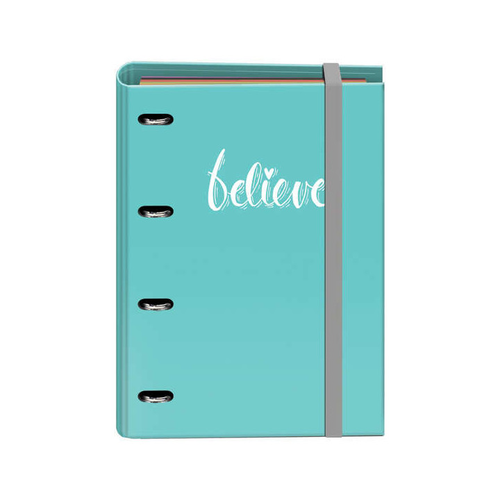 Dohe Carpeta Recambio Tamaño A4 - 4 Anillas Mixtas de 35mm - Cierre de Goma Elastica - Recambio de 100 Hojas de 90gr - Cuadric