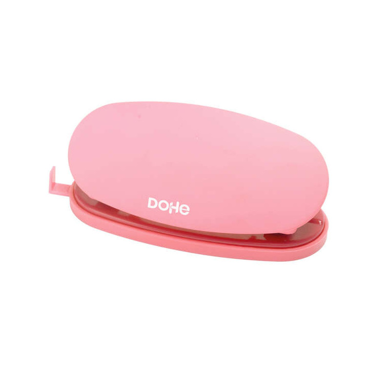 Dohe Soft Touch Taladro de Sobremesa - Taladra hasta 16 Hojas - Diseño Ergonomico - Color Rosa Pastel