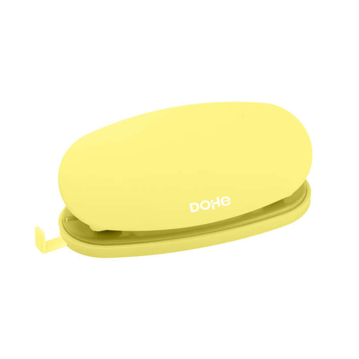 Dohe Soft Touch Taladro de Sobremesa - Taladra hasta 16 Hojas - Diseño Ergonomico - Color Amarillo Pastel