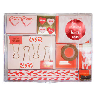 Dohe Set de Papeleria de Regalo - Incluye Bloc de Notas 80 Hojas 80x65mm - Clips con Forma 36x28mm - Pinzas 32mm - Push Pins 18