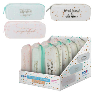 Dohe Expositor con 12 Portatodos Simples de Silicona Semitranslucida - Cierre de Cremallera - Adornos de Colores - Colores Surt