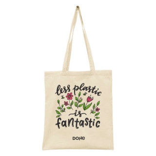 Dohe Totebag Grande de Algodon 50% Reciclado y Organico 220g/m2 - Asas Largas - Sostenible y Respetuoso con el Medio Ambiente -