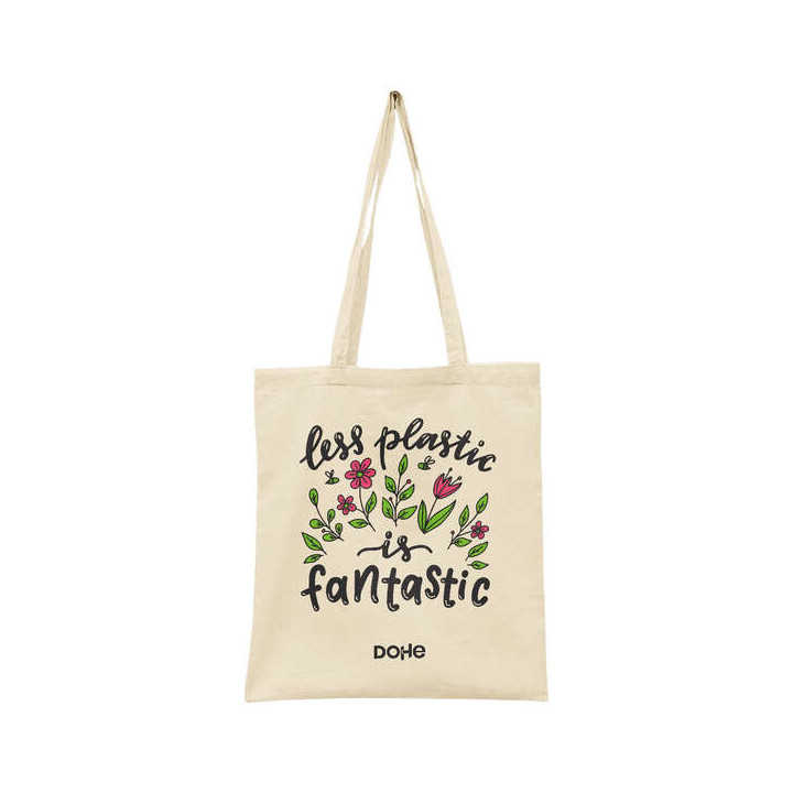 Dohe Totebag Grande de Algodon 50% Reciclado y Organico 220g/m2 - Asas Largas - Sostenible y Respetuoso con el Medio Ambiente -