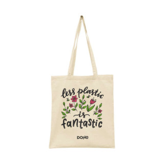 Dohe Totebag Mediano de Algodon 50% Reciclado y Organico 220g/m2 - Asas Largas - Sostenible y Respetuoso con el Medio Ambiente