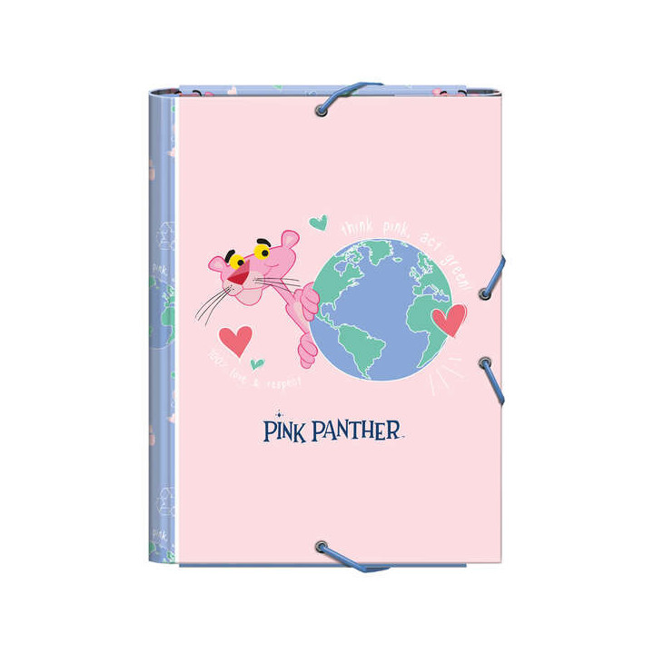 Dohe Carpeta de Carton Forrado con Papel Impreso - con 3 Solapas y Guardas Impresas - Cierre de Goma Elastica Azul