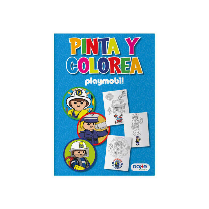 Dohe Libro de Colorear Playmobil Police - Cubierta de Cartulina de 350gr - Interior de 30 Hojas en Papel de 120gr - Ideal para