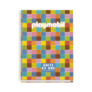 Dohe Playmobil Unite As One Cuaderno Espiral A4 100 Hojas Microperforadas Cuadricula 5mm - Tapa Dura Carton Forrado - Bandas de
