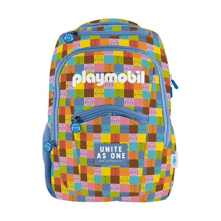 Dohe Playmobil Unite As One Mochila Escolar - Compartimento Principal con Bolsillo Acolchado - Bolsillos Laterales para Bebidas