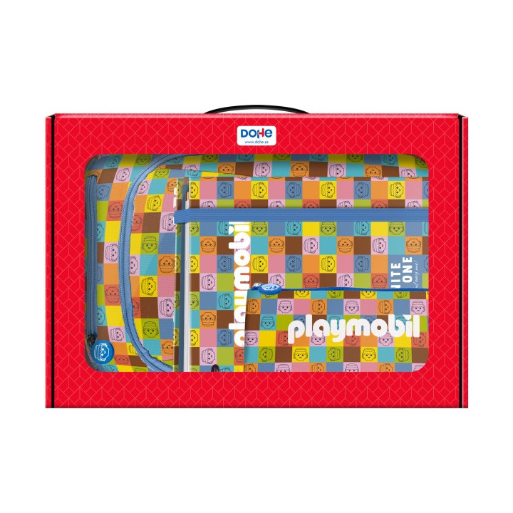 Dohe Playmobil Unite As One Pack de Mochila + Carpeta A4 Recambio + Portatodo Triple - Todo en un Maletin Perfecto para Regalo