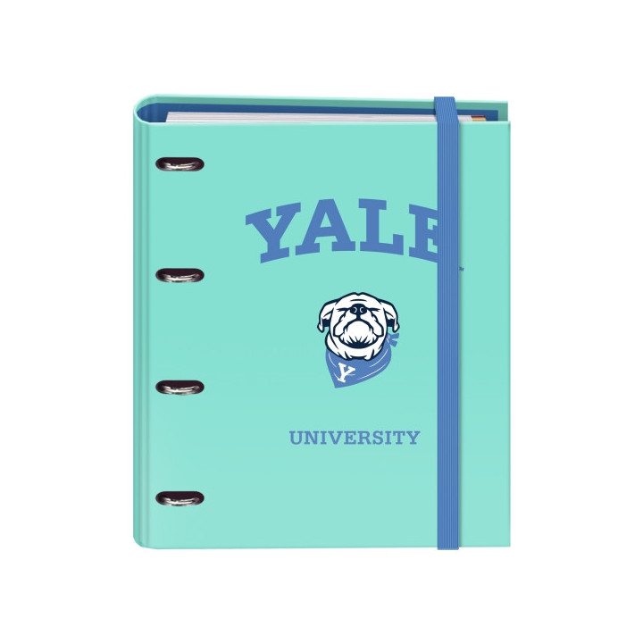 Dohe Yale Dog Carpeta de 4 Anillas Mixtas de 35mm con Recambio de 100 Hojas - Formato Folio - Cierre con Goma - Incluye 4 Separ