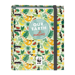 Dohe WWF Tropic Carpeta de 4 Anillas Mixtas de 35mm con Recambio de 100 Hojas - Formato Folio - Cierre con Goma - Incluye 4 Sep