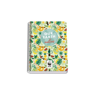 Dohe WWF Tropic Cuaderno Espiral A5 80 Hojas Cuadricula 4mm con Margen - Tapa Rigida Impresa a todo Color y Plastificada en Bri