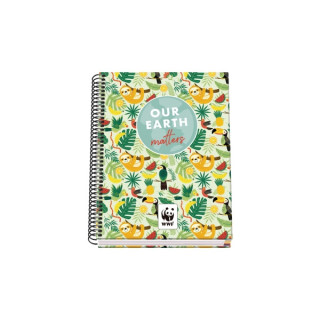 Dohe WWF Tropic Cuaderno Espiral A5 100 Hojas Cuadricula 5mm - Tapa Dura Impresa a todo Color y Plastificada en Brillo - Bandas