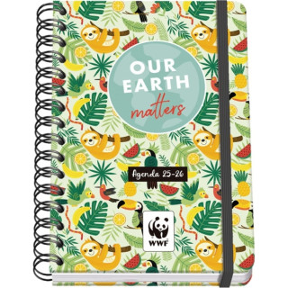 Dohe WWF Tropic Agenda Escolar 25/26 Espiral Wire’o A5 - Semana Vista - Papel 80g/m2 - 4 Hojas de Pegatinas - Cubierta de Car