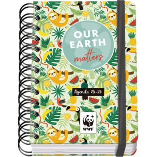 Dohe WWF Tropic Agenda Escolar 25/26 Espiral Wire’o A6 - Dia Pagina - Papel 80g/m2 - 4 Hojas de Pegatinas - Cubierta de Carto